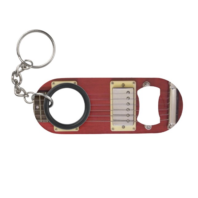 Red Electric Guitar Keychain Bottle Opener (Front (Horizontal))