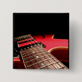 Red Electric Guitar Pinback Button