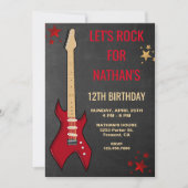 Red Electric Guitar Rockstar Birthday Party Invite (Front)