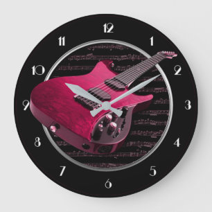 Red Electric Guitar Round Wall Clock