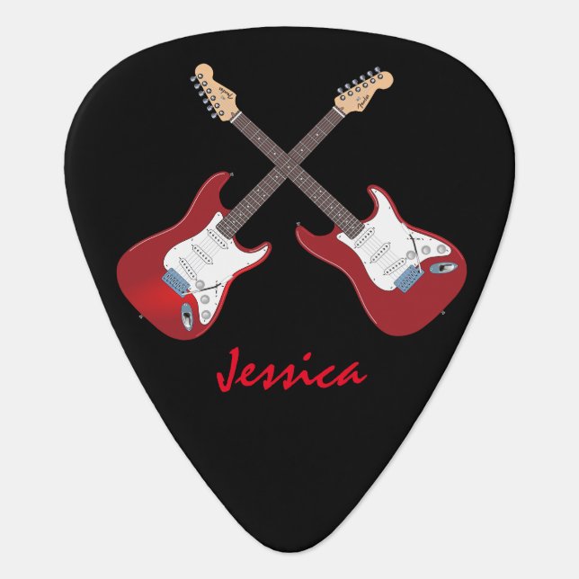 Red Electric Guitars | Personalized Guitar Pick (Front)