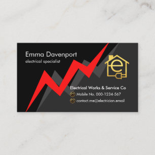 Red Electric Lightning Power Bolt Business Card