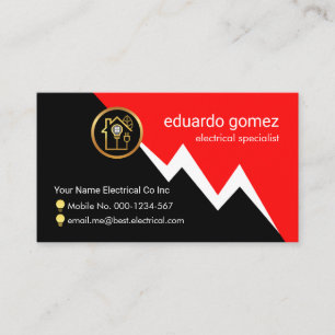 Red Electric Lightning Powers Your Name Business Card