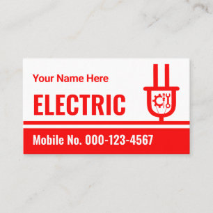 Red Electric Power Plug Lines Business Card