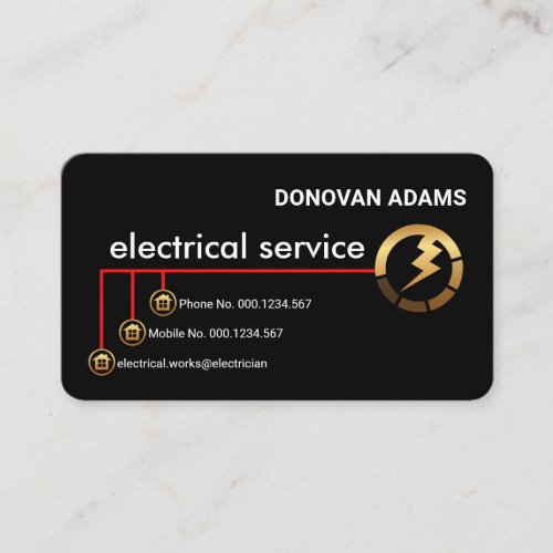 Red Electrical Power Supply Line Business Card