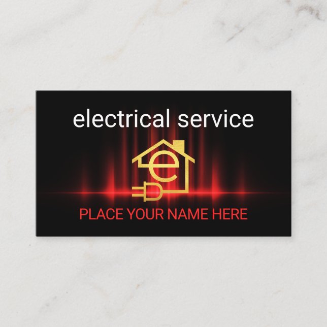 Red Electrical Wave Electrician Repairs Business Card (Front)