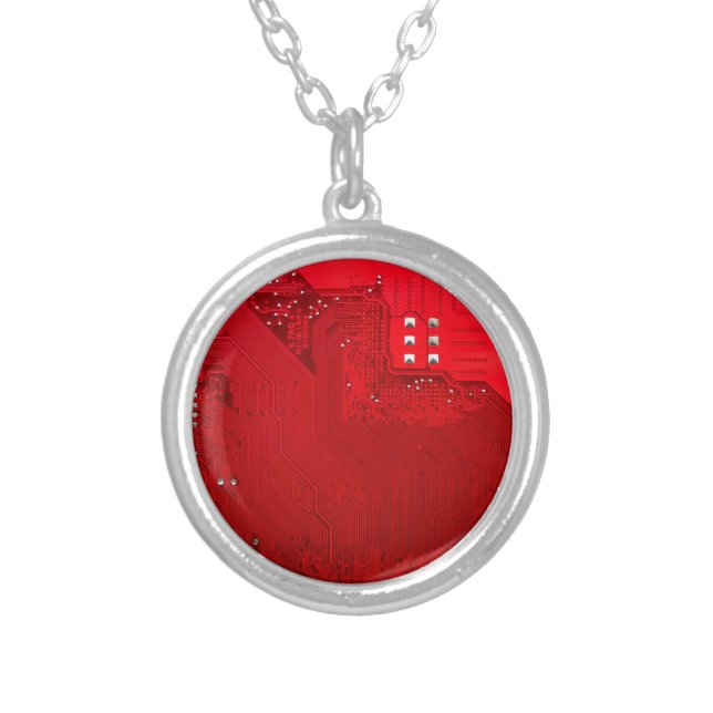 red electronic circuit board.JPG Silver Plated Necklace (Front)