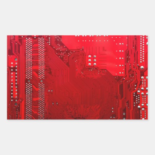 red electronic circuit motherboard pattern texture rectangular sticker