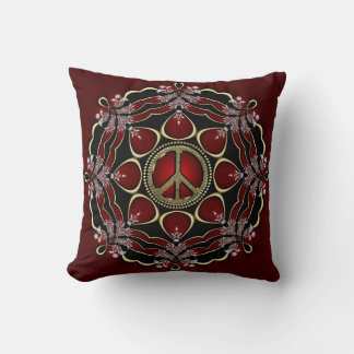 Red Elegance Mandala Peace Sign Cushion / Pillow