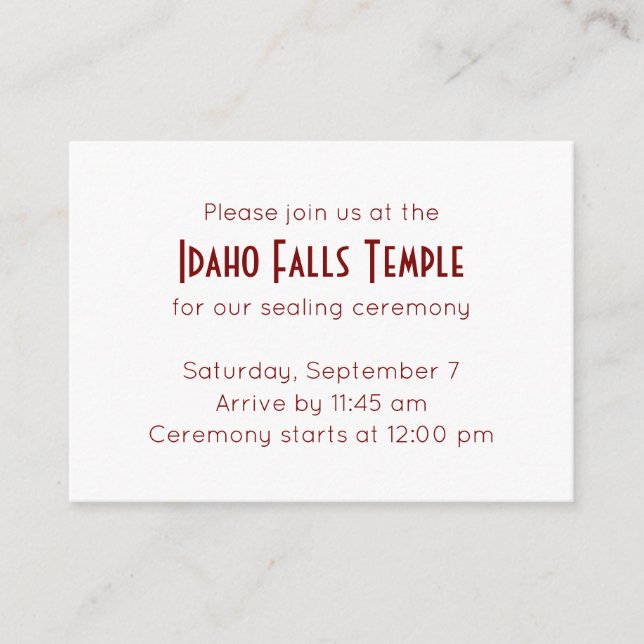 Red Elegance Temple Sealing Ceremony Invitation (Front)