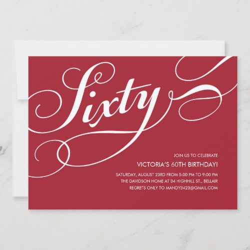 Red Elegant 60th Birthday Invitations