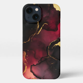 Red Elegant Alcohol Ink Art – Luxury Abstract  iPhone 13 Case
