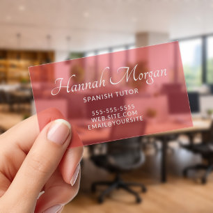 Red Elegant Calligraphy Clear Business Cards