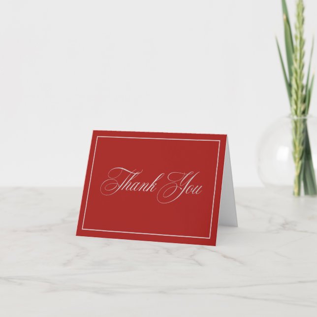 Red Elegant Calligraphy Thank You Card (Front)