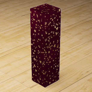Red Elegant Celestial Starry Gold Stars Design Wine Box