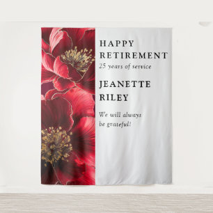Red Elegant Chic Floral Retirement Party Backdrop