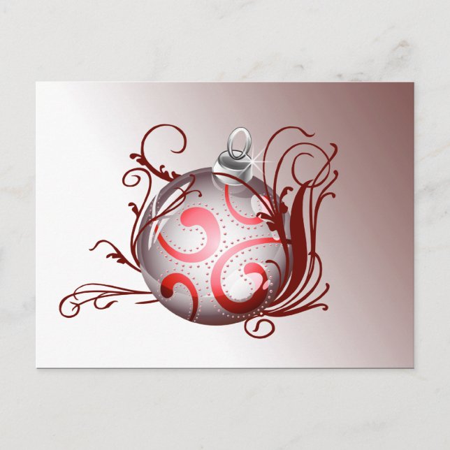 red elegant Christmas Greeting PostCards (Front)