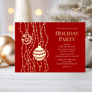 Red Elegant Christmas Party Corporate Holiday Foil Invitation