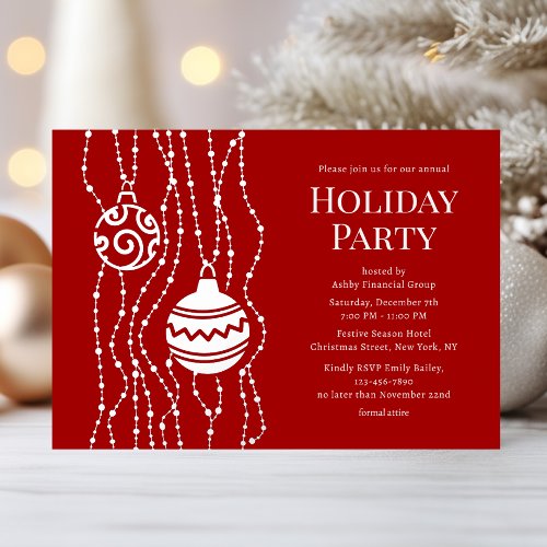 Red Elegant Christmas Party Corporate Holiday Foil Invitation