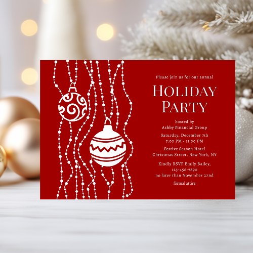 Red Elegant Christmas Party Corporate Holiday Foil Invitation