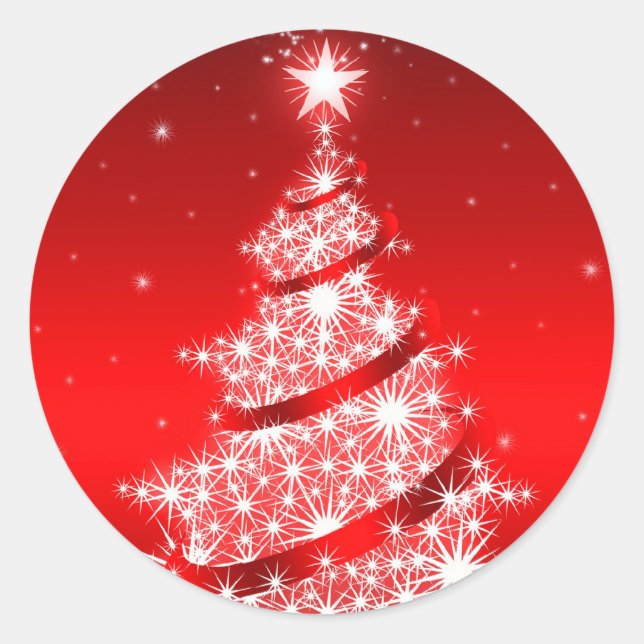 Red Elegant Christmas Tree Sticker (Front)