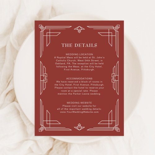 Red Elegant Classic Holiday Wedding Guest Details Enclosure Card