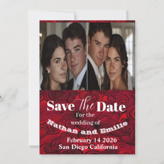 Red elegant classic simple save the date invitatio