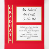 Red Elegant Classy 8 Photo Graduation Tri-Fold Announcement (Inside Middle)