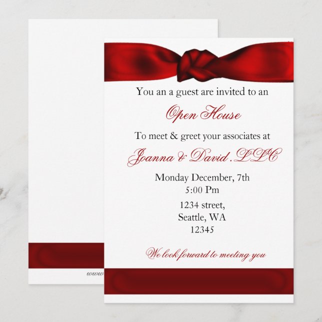 red elegant Corporate party Invitation (Front/Back)