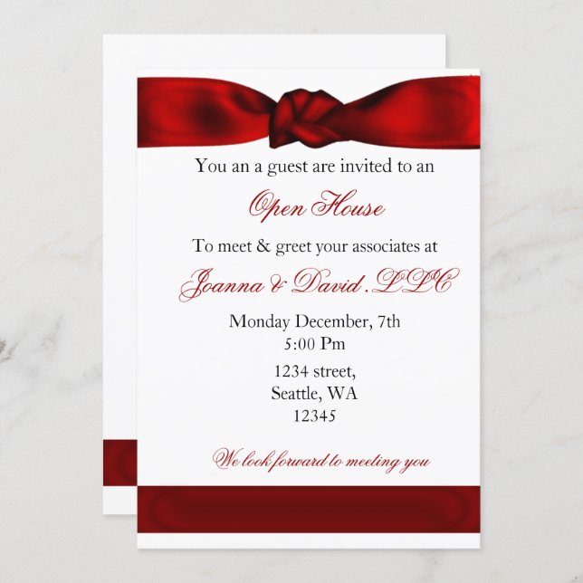 red elegant Corporate party Invitation (Front/Back)