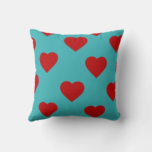 Red Elegant Cute Cozy Modern Romantic Chic Heart Throw Pillow (Back)
