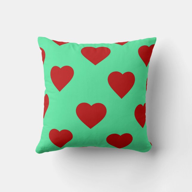 Red Elegant Cute Cozy Modern Romantic Chic Heart Throw Pillow (Back)