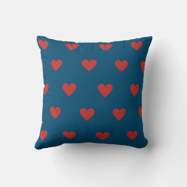 Red Elegant Cute Cozy Modern Romantic Chic Heart Throw Pillow (Back)