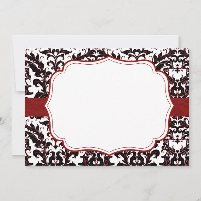Red Elegant Damask Customizable Invitation (Front)