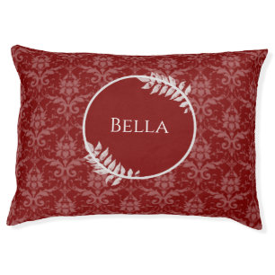 Red Elegant Damask Dog Bed