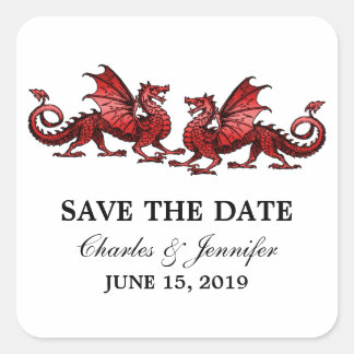 Red Elegant Dragons Save the Date Stickers