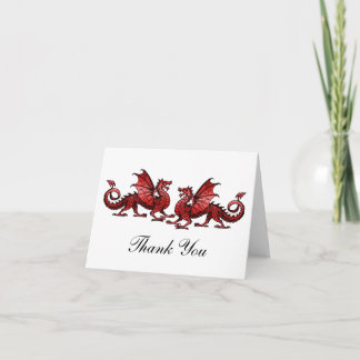 Red Elegant Dragons Thank You Card
