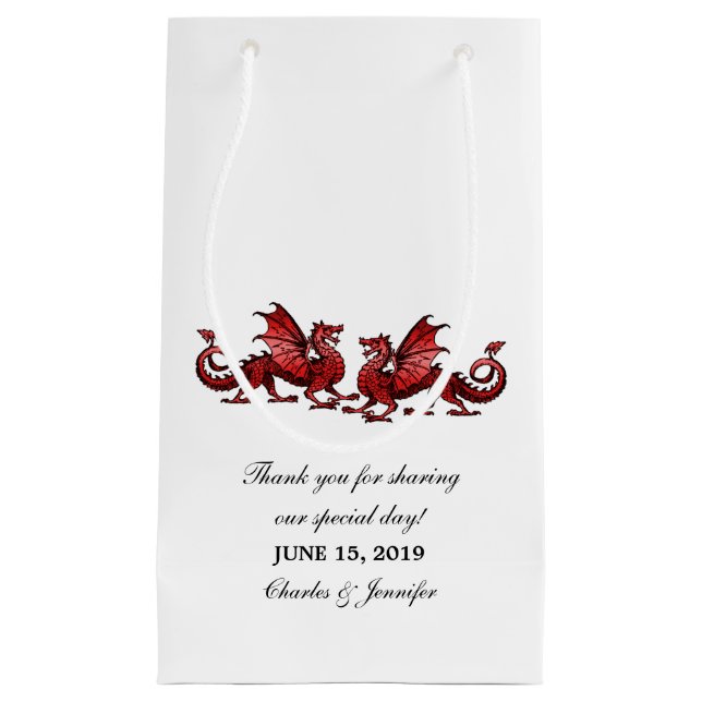 Red Elegant Dragons Wedding Gift Bag (Front)