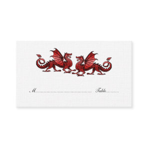 Red Elegant Dragons Wedding Place Card