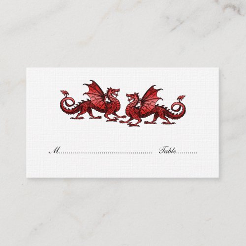 Red Elegant Dragons Wedding Place Card