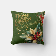 Red Elegant Family Gold Glitter Script Christmas