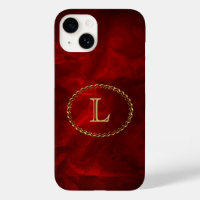 Elegant Monogram Red Wax Seal Gold Leaf Pattern Case-Mate iPhone
