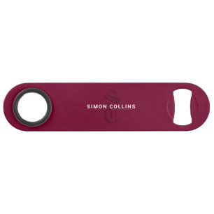 Red Elegant Gothic Monogram Name Medieval Typo Bar Key