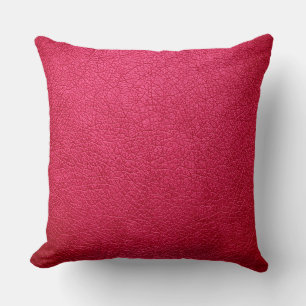 Red Elegant Leather Look Throw Pillow