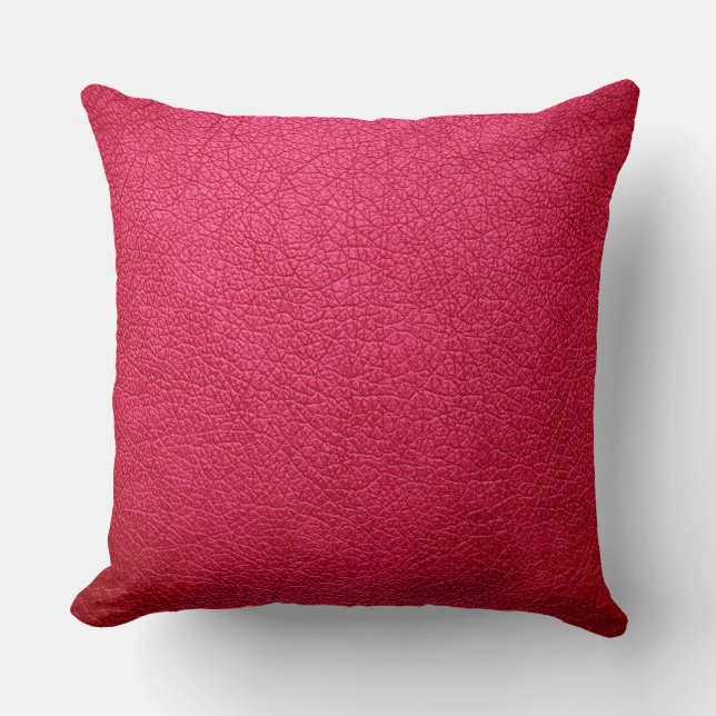 Red Elegant Leather Look Throw Pillow (Front)