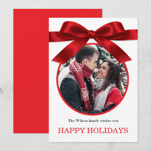 Red Elegant Merry Christmas Greeting Photo Invitation