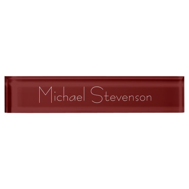 Red Elegant Modern Business Desk Nameplate (Front)