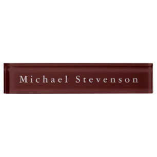 Red Elegant Modern Desk Nameplate