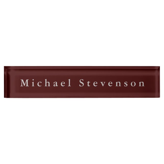 Red Elegant Modern Desk Nameplate (Front)