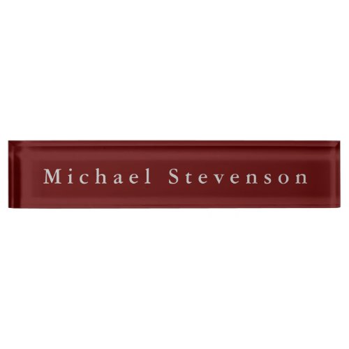 Red Elegant Modern Desk Nameplate